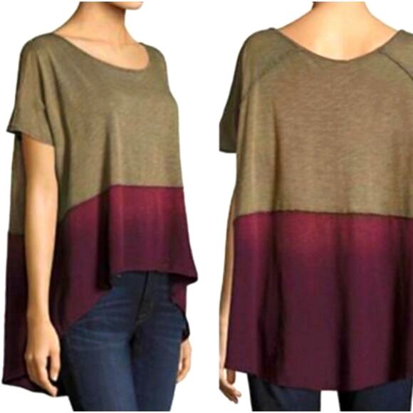 Free People Midnight Colorblock Ombre Hi-Low Tee XS - Picture 1 of 8